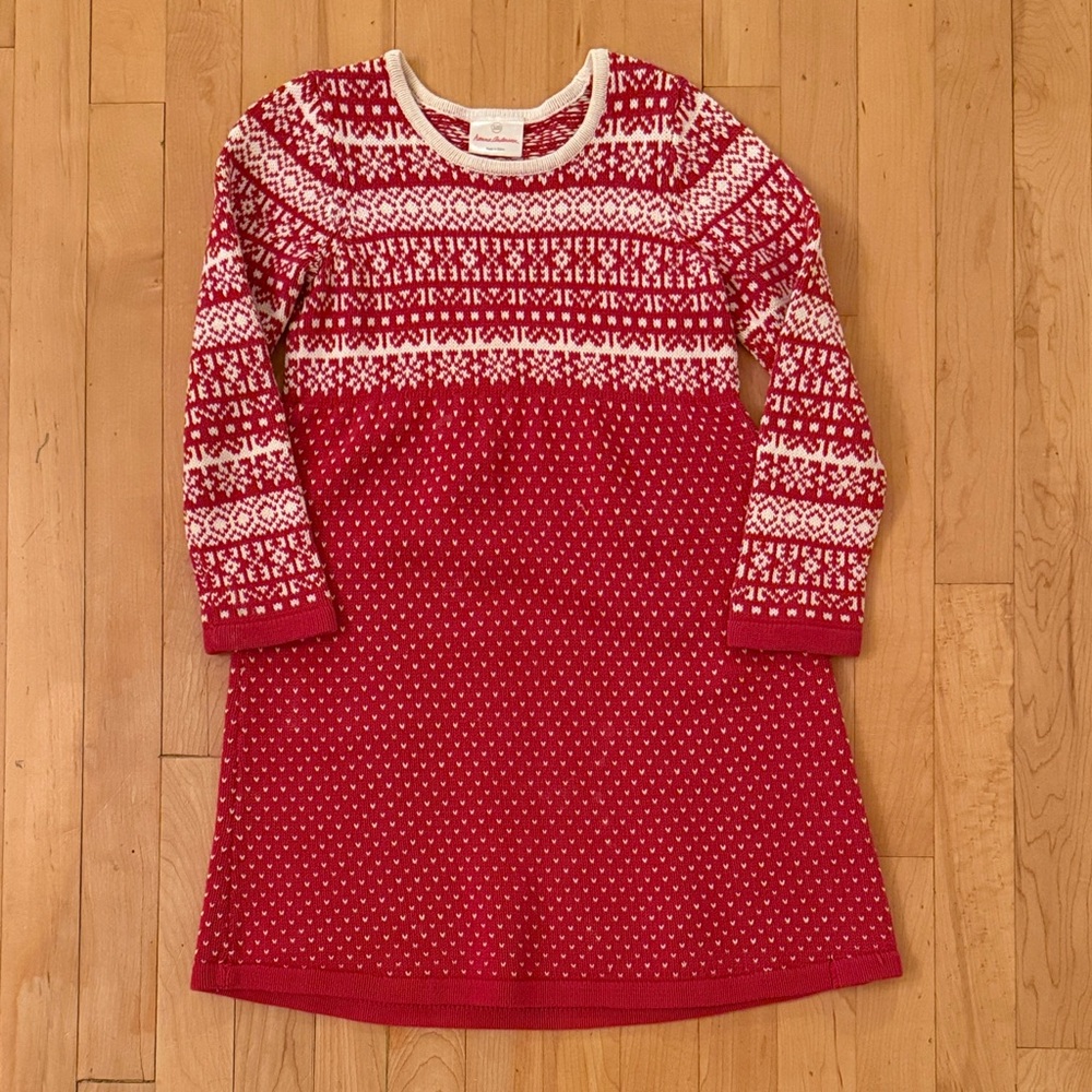 Hanna Andersson Red and White Knit Kids Dress